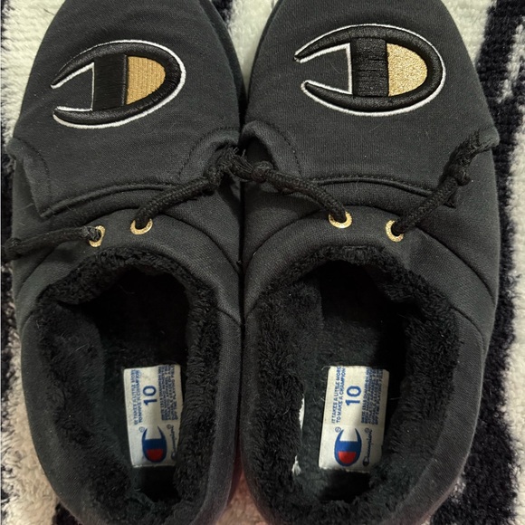 Champion Kids Black Slippers with Gold Accents - Picture 1 of 2